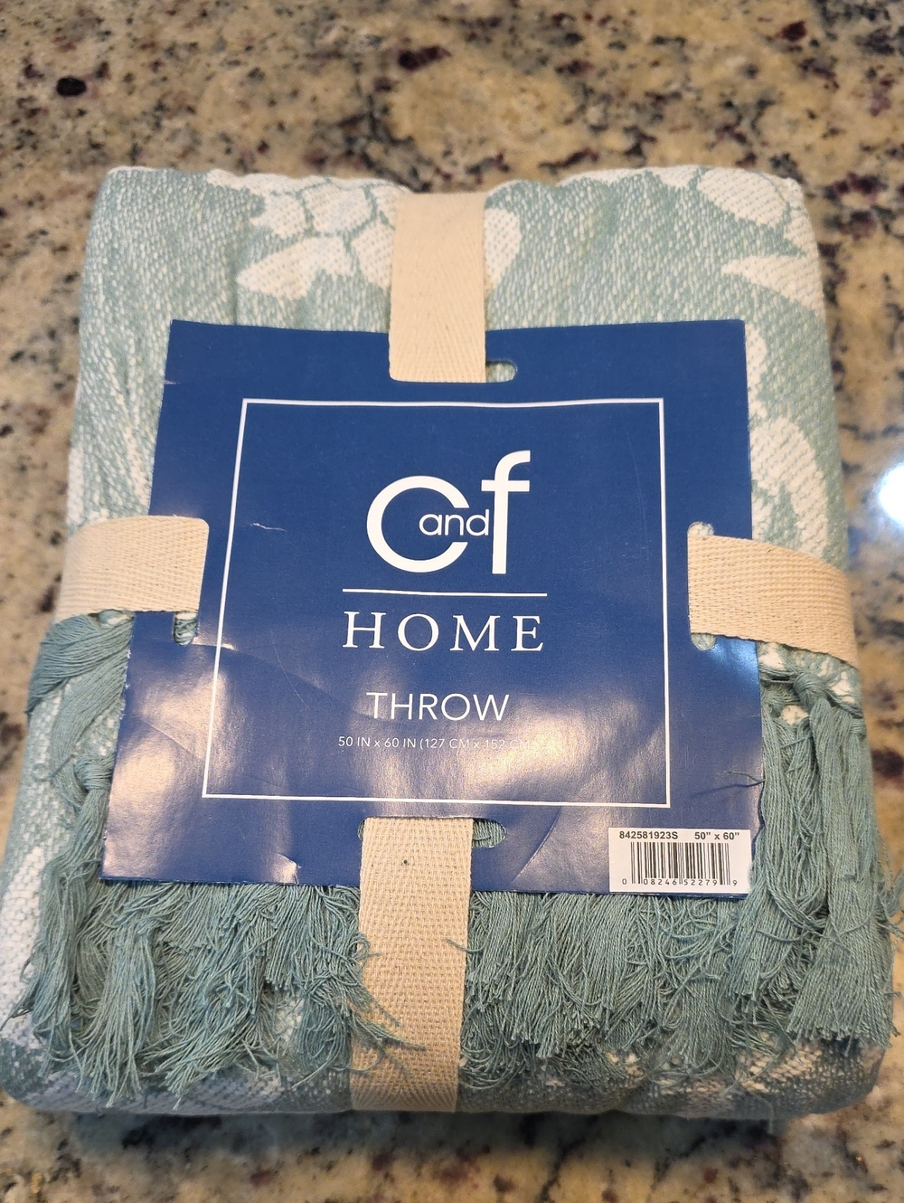 C&F Coastal Aqua White Floral Throw Blanket